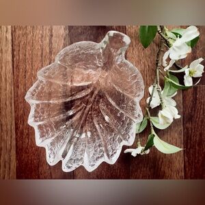 Orrefors, Sweden, EDEN, Lars Hellsten Clear Leaf 🍁 Shape Oval Bowl, 6.5”x5”x2”